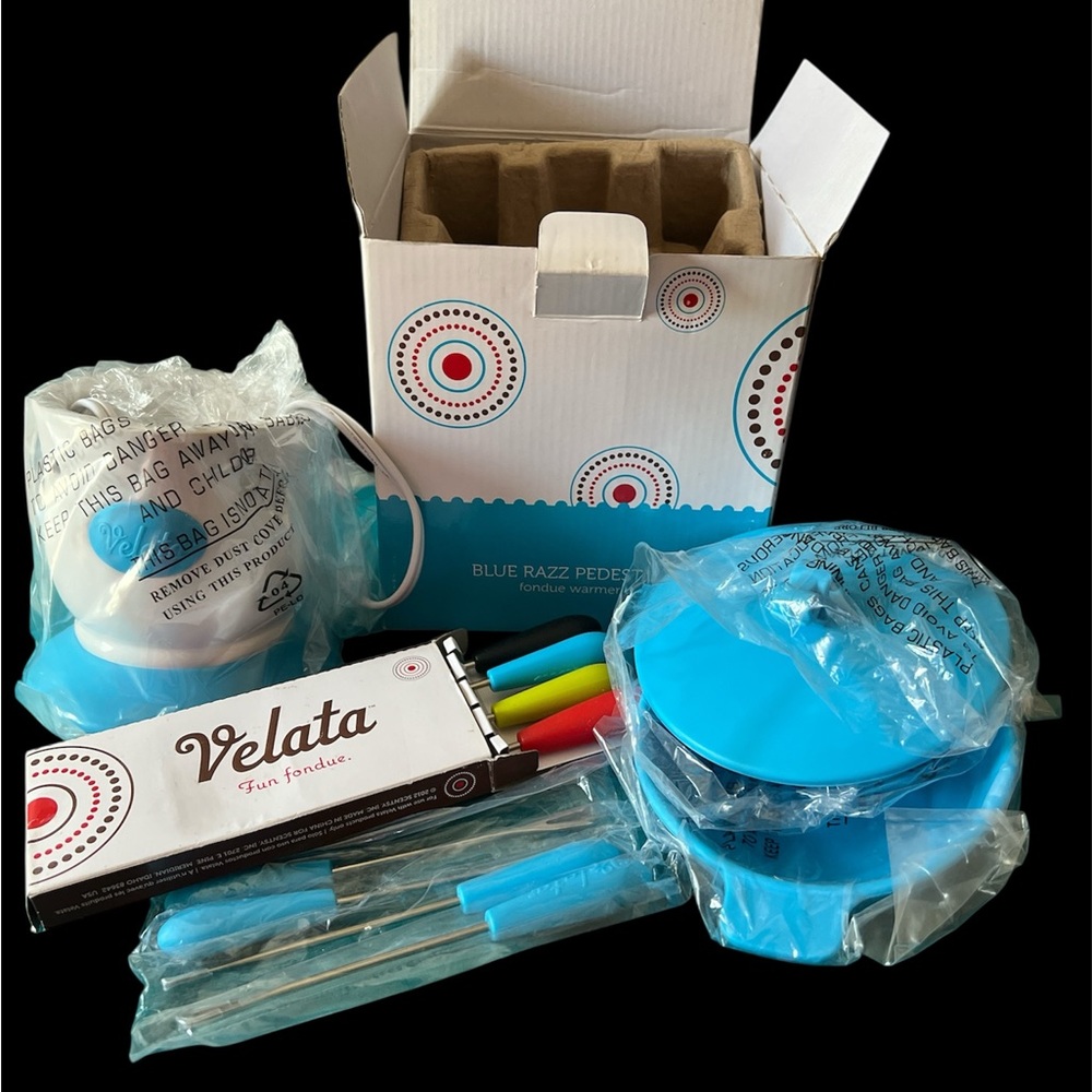 Velata Blue Razz Fondue Set new with extra forks. New in original box